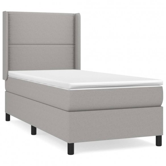 Cadre de lit et matelas Gris clair 90x190 cm Tissu