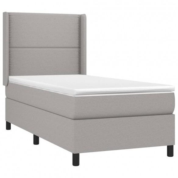 Cadre de lit et matelas Gris clair 90x190 cm Tissu