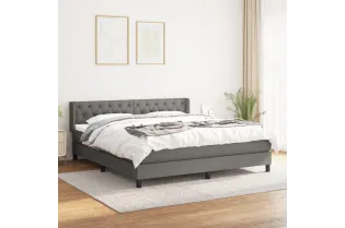cadre de lit avec matelas Gris foncé 160x200cm Tissu