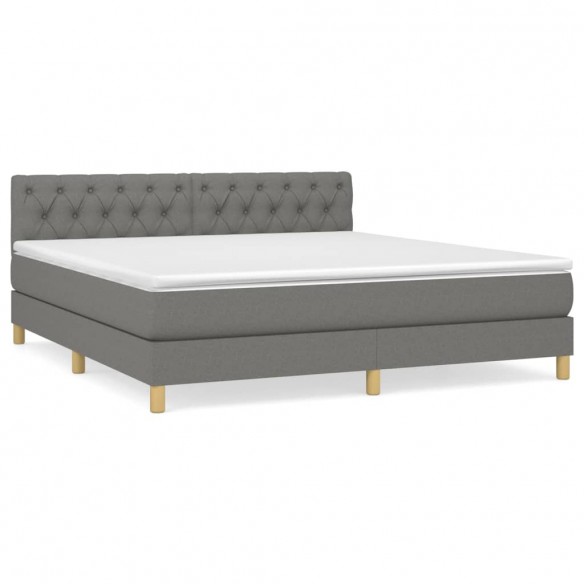 Cadre de lit avec matelas Gris foncé 160x200cm Tissu