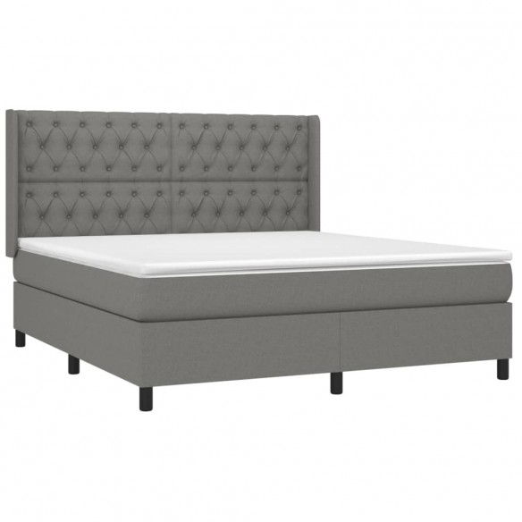 Cadre de lit avec matelas Gris foncé 160x200cm Tissu