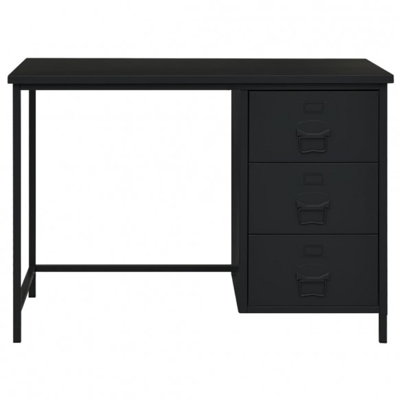 Bureau industriel avec tiroirs Noir 105x52x75 cm Acier