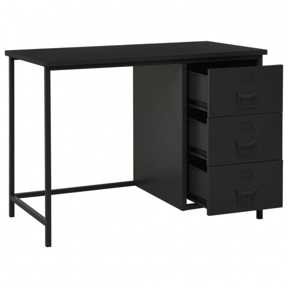 Bureau industriel avec tiroirs Noir 105x52x75 cm Acier