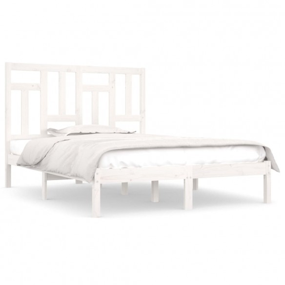 Cadre de lit Blanc Bois de pin massif 140x190 cm