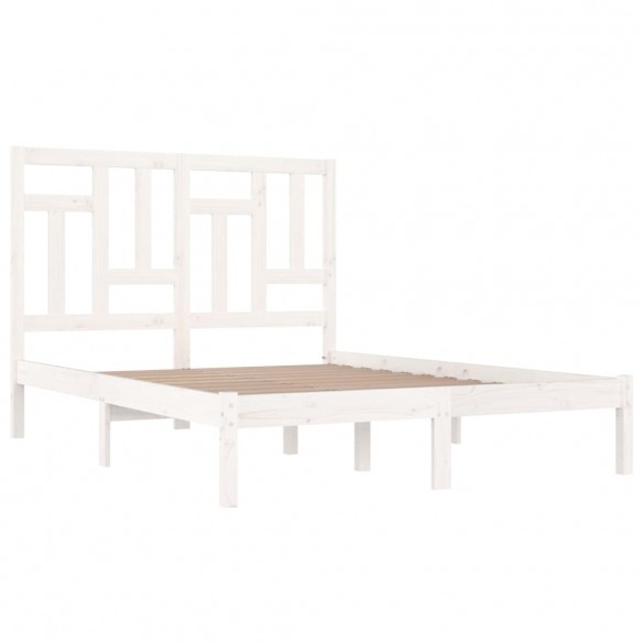 Cadre de lit Blanc Bois de pin massif 140x190 cm