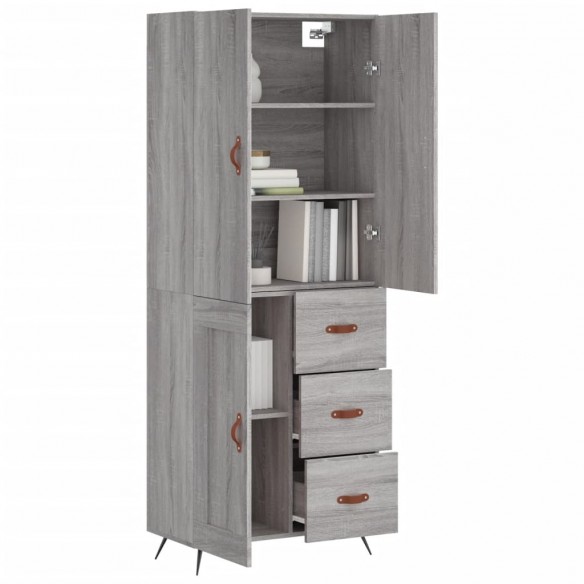 Buffet haut Sonoma gris 69,5x34x180 cm Bois d'ingénierie