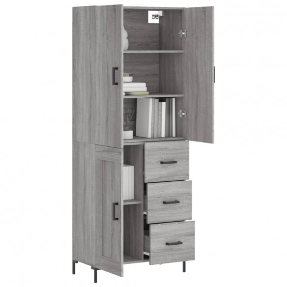 Buffet haut Sonoma gris 69,5x34x180 cm Bois d'ingénierie