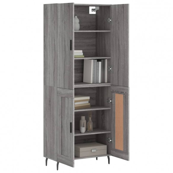 Buffet haut Sonoma gris 69,5x34x180 cm Bois d'ingénierie