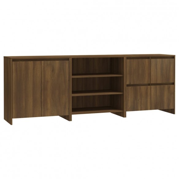 Buffets 3 pcs Chêne marron Bois d'ingénierie