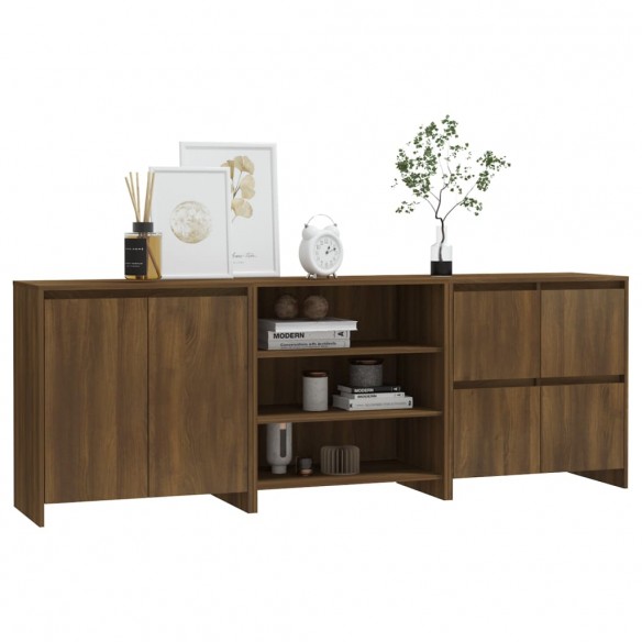 Buffets 3 pcs Chêne marron Bois d'ingénierie