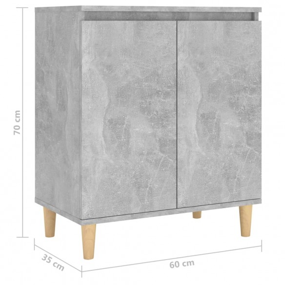 Buffet avec pieds en bois Gris béton 60x35x70 cm Aggloméré