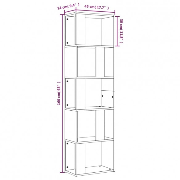 Bibliothèque Chêne fumé 45x24x160 cm Bois d'ingénierie