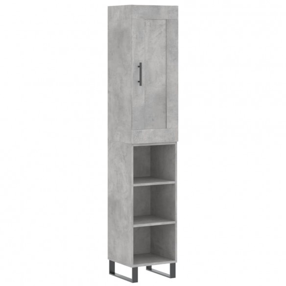 Buffet haut Gris béton 34,5x34x180 cm Bois d'ingénierie