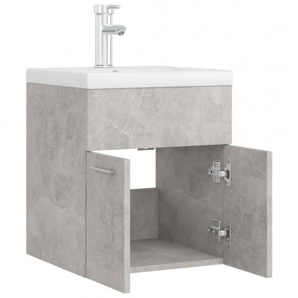 Armoire d'évier avec lavabo intégré Gris béton Aggloméré