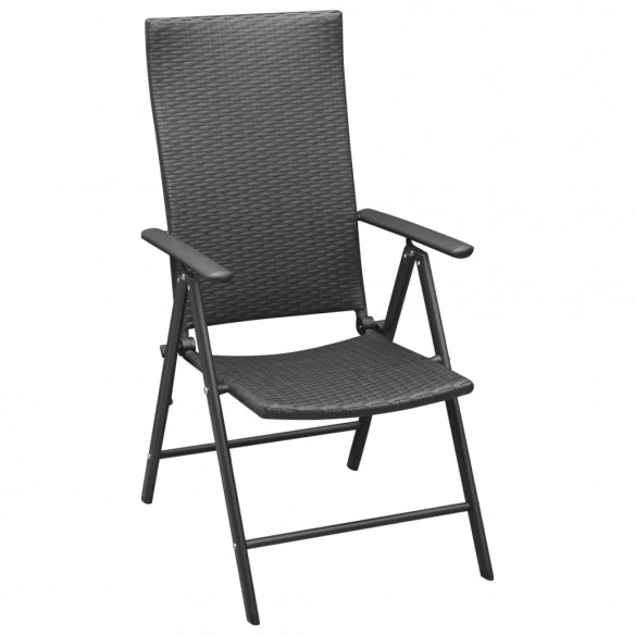 Chaises de jardin 4 pcs Résine tressée Noir