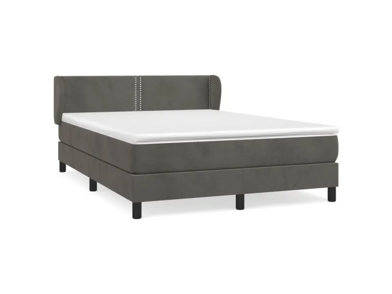 cadre de lit et matelas Gris foncé 140x200cm Velours