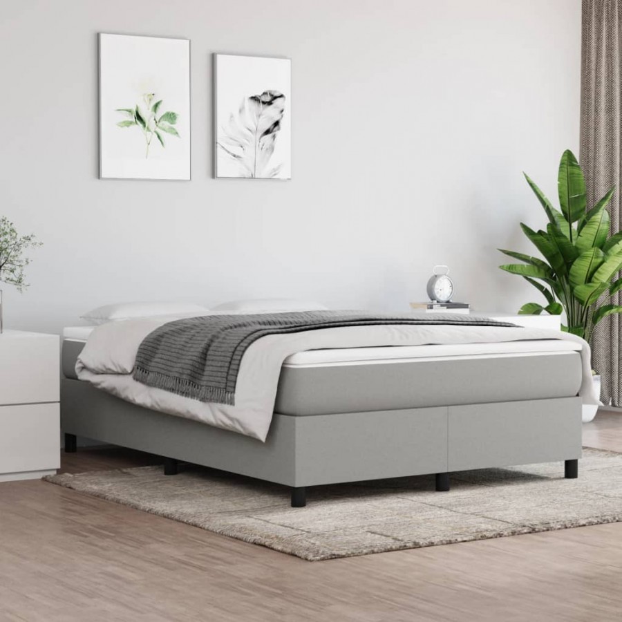 Cadre de lit avec matelas Gris clair 140x200cm Tissu