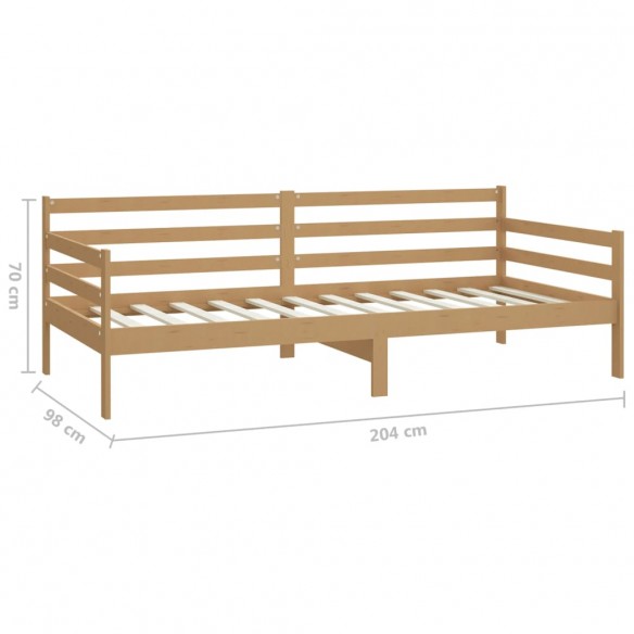 Lit de repos et matelas 90x200cm Marron miel Bois de pin massif