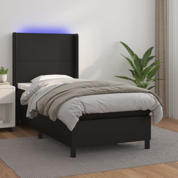 Cadre de lit matelas LED Noir 100x200cm Similicuir