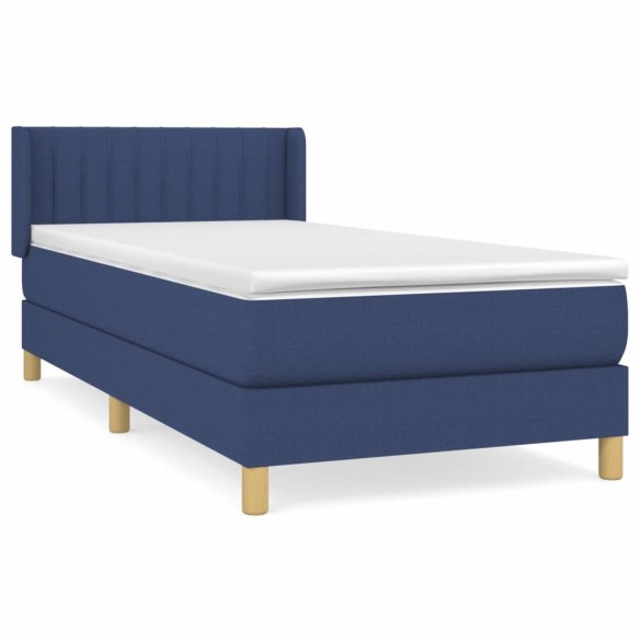 Cadre de lit avec matelas Bleu 90x200 cm Tissu