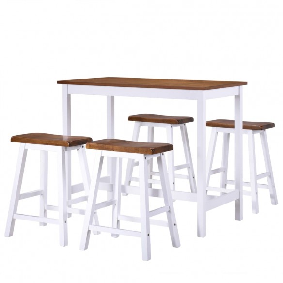 Table et tabouret de bar 5 pcs Bois massif