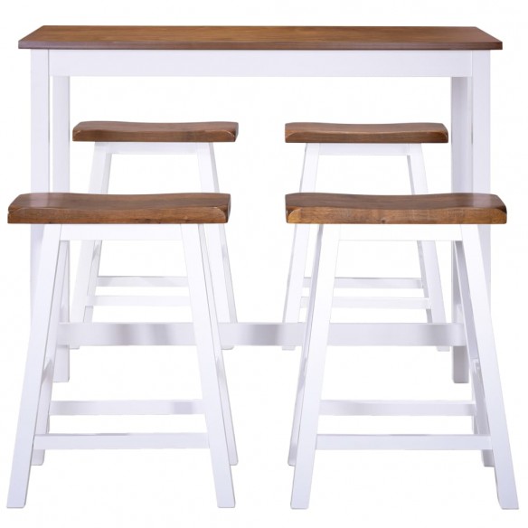 Table et tabouret de bar 5 pcs Bois massif