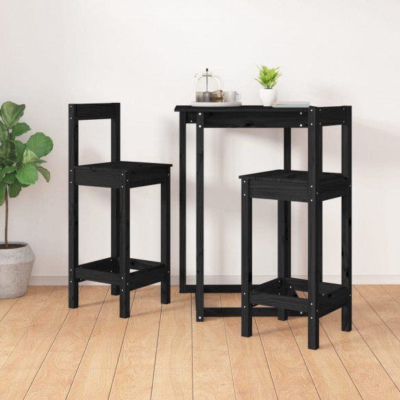 Chaises de bar lot de 2 noir 40x41,5x112 cm bois de pin solide