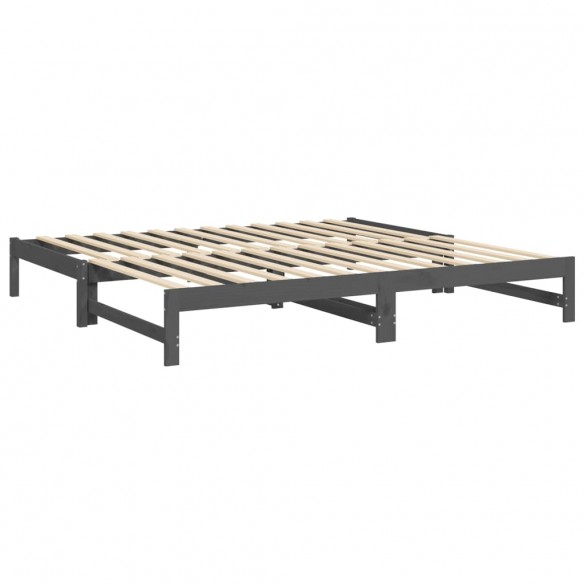 Lit coulissant Gris 2x(80x200) cm Bois de pin massif