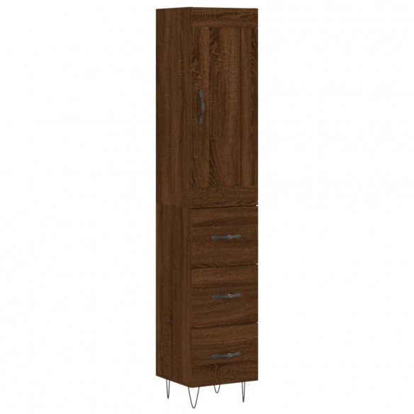 Buffet haut Chêne marron 34,5x34x180 cm Bois d'ingénierie