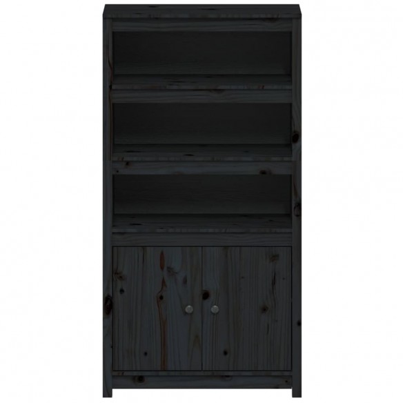 Buffet haut Noir 80x35x154 cm Bois massif de pin