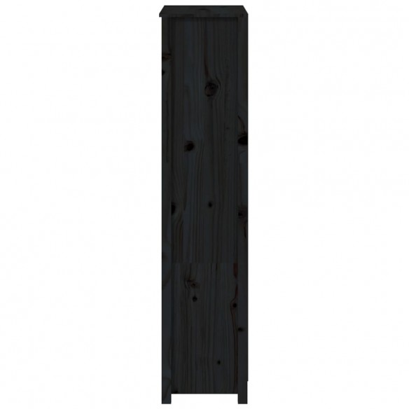 Buffet haut Noir 80x35x154 cm Bois massif de pin