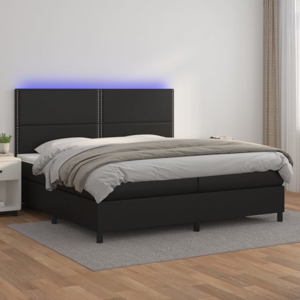 Cadre de lit avec matelas et LED Noir 200x200 cm