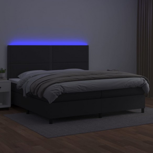 Cadre de lit avec matelas et LED Noir 200x200 cm