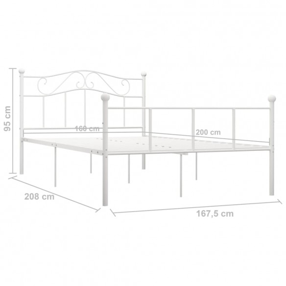 Cadre de lit Blanc Métal 160 x 200 cm
