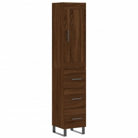 Buffet haut Chêne marron 34,5x34x180 cm Bois d'ingénierie