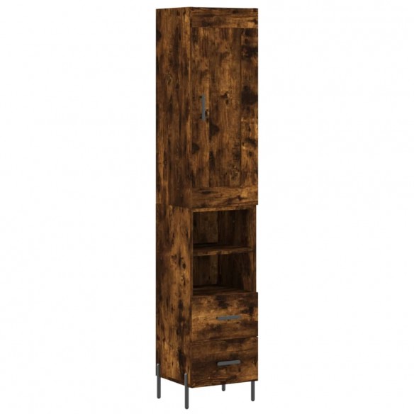 Buffet haut Chêne fumé 34,5x34x180 cm Bois d'ingénierie