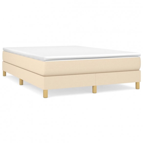 Cadre de lit avec matelas Crème 140x190 cm Tissu