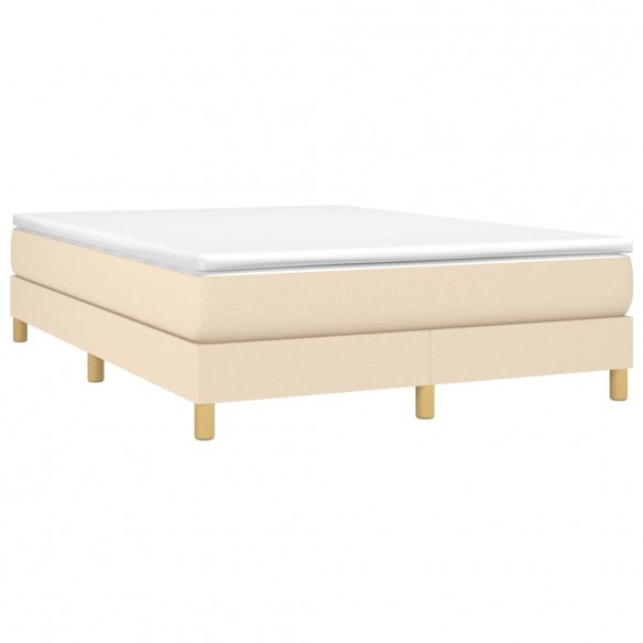 Cadre de lit avec matelas Crème 140x190 cm Tissu