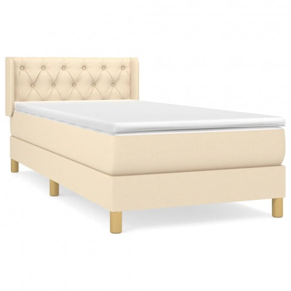 Cadre de lit avec matelas Crème 80x200 cm Tissu