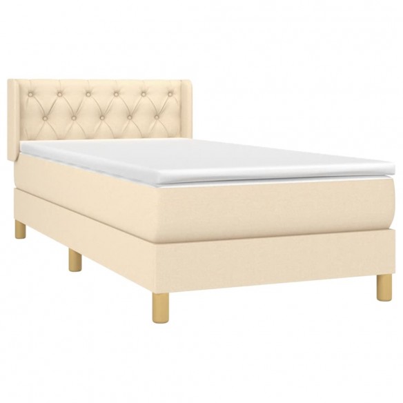 Cadre de lit avec matelas Crème 80x200 cm Tissu