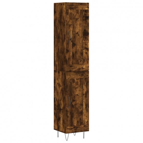 Buffet haut Chêne fumé 34,5x34x180 cm Bois d'ingénierie