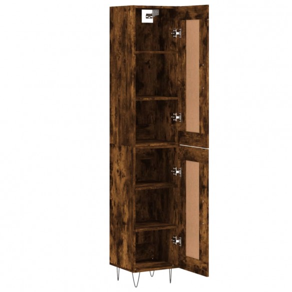 Buffet haut Chêne fumé 34,5x34x180 cm Bois d'ingénierie