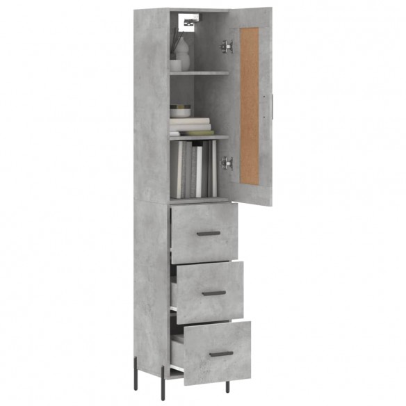 Buffet haut Gris béton 34,5x34x180 cm Bois d'ingénierie