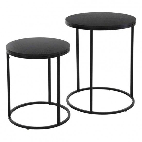 H&S Collection Ensemble de tables d'appoint dessus en bois 2 pcs noir