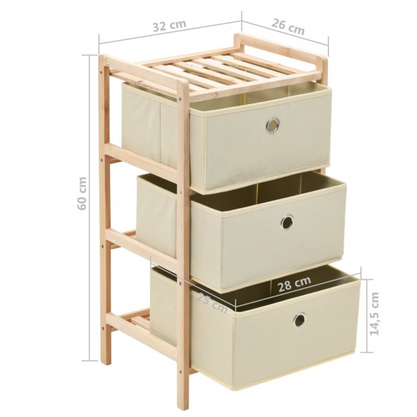 Étagères de rangement avec 3 paniers en tissu 2 pcs beige cèdre