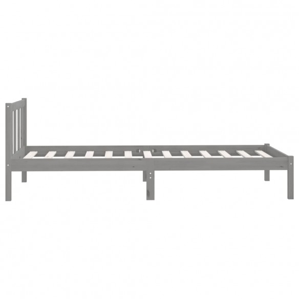 Cadre de lit Gris Bois de pin massif 75x190 cm Petit simple