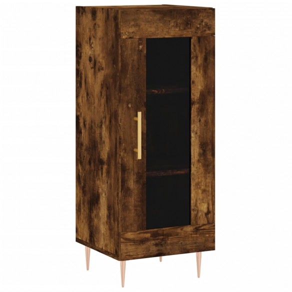 Buffet haut chêne fumé 34,5x34x180 cm bois d'ingénierie