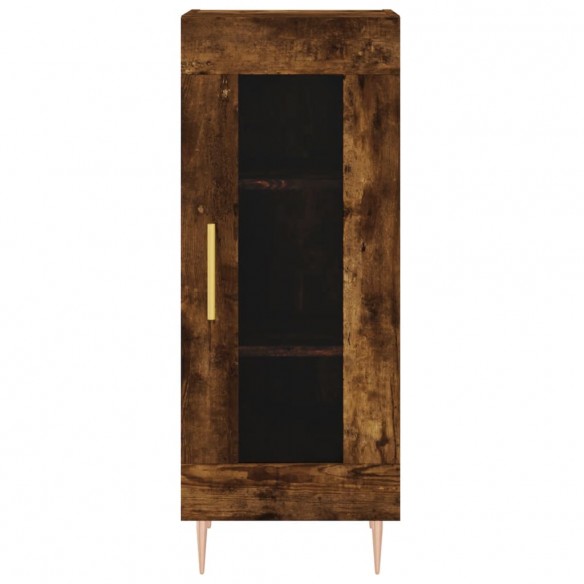 Buffet haut chêne fumé 34,5x34x180 cm bois d'ingénierie