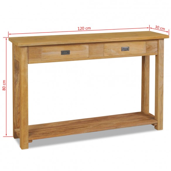 Table console teck massif 120x30x80 cm