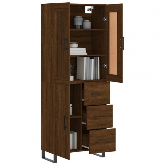 Buffet haut Chêne marron 69,5x34x180 cm Bois d'ingénierie